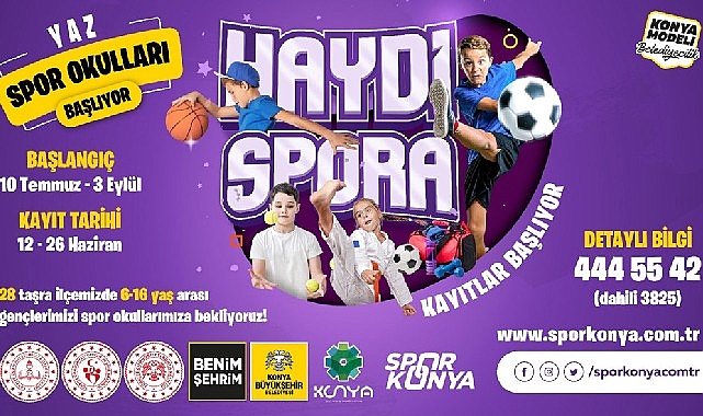 Konya Büyükşehir'in 28 İlçedeki Yaz Spor Okulları'nda Kayıt Heyecanı Devam Ediyor